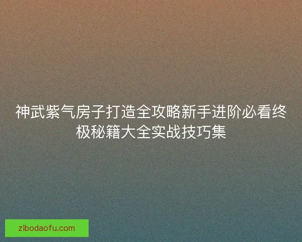 神武紫气房子打造全攻略新手进阶必看终极秘籍大全实战技巧集