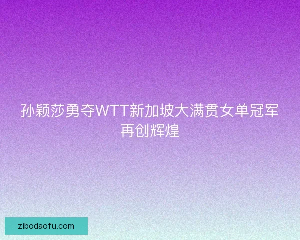 孙颖莎勇夺WTT新加坡大满贯女单冠军再创辉煌