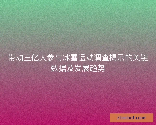 带动三亿人参与冰雪运动调查揭示的关键数据及发展趋势