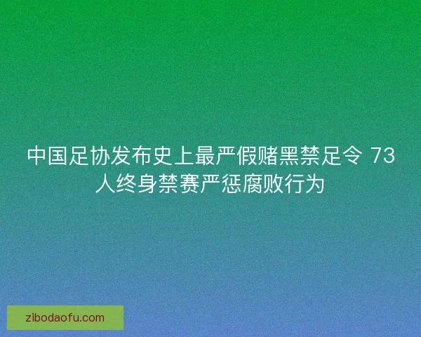 中国足协发布史上最严假赌黑禁足令 73人终身禁赛严惩腐败行为